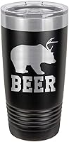 Vista 1 de BEAR DEER BEER BLACK Vaso de bebida de 20 onzas con pajita Taza de viaje grabada con láser Comparar con Yeti Rambler Idea de regalo para papá
