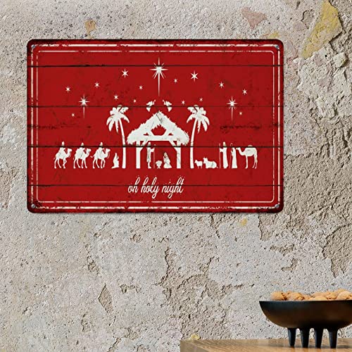 Plaque décorative métal Oh Holy Night finition rétro rouge supérieure - 5