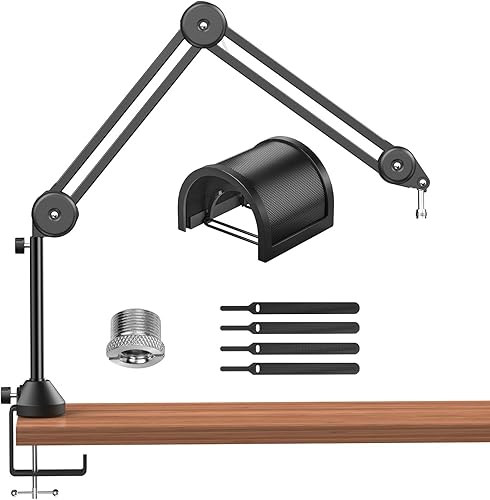 Blue Yeti Micrófono Boom Arm, TONOR Mic Microfono Stand Escritorio con Elevador Alto para HyperX Shure Rode Razer Elgato, totalmente ajustable