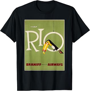 Brazil Toucan Airline Vintage Travel Poster Rio De Janeiro T-Shirt