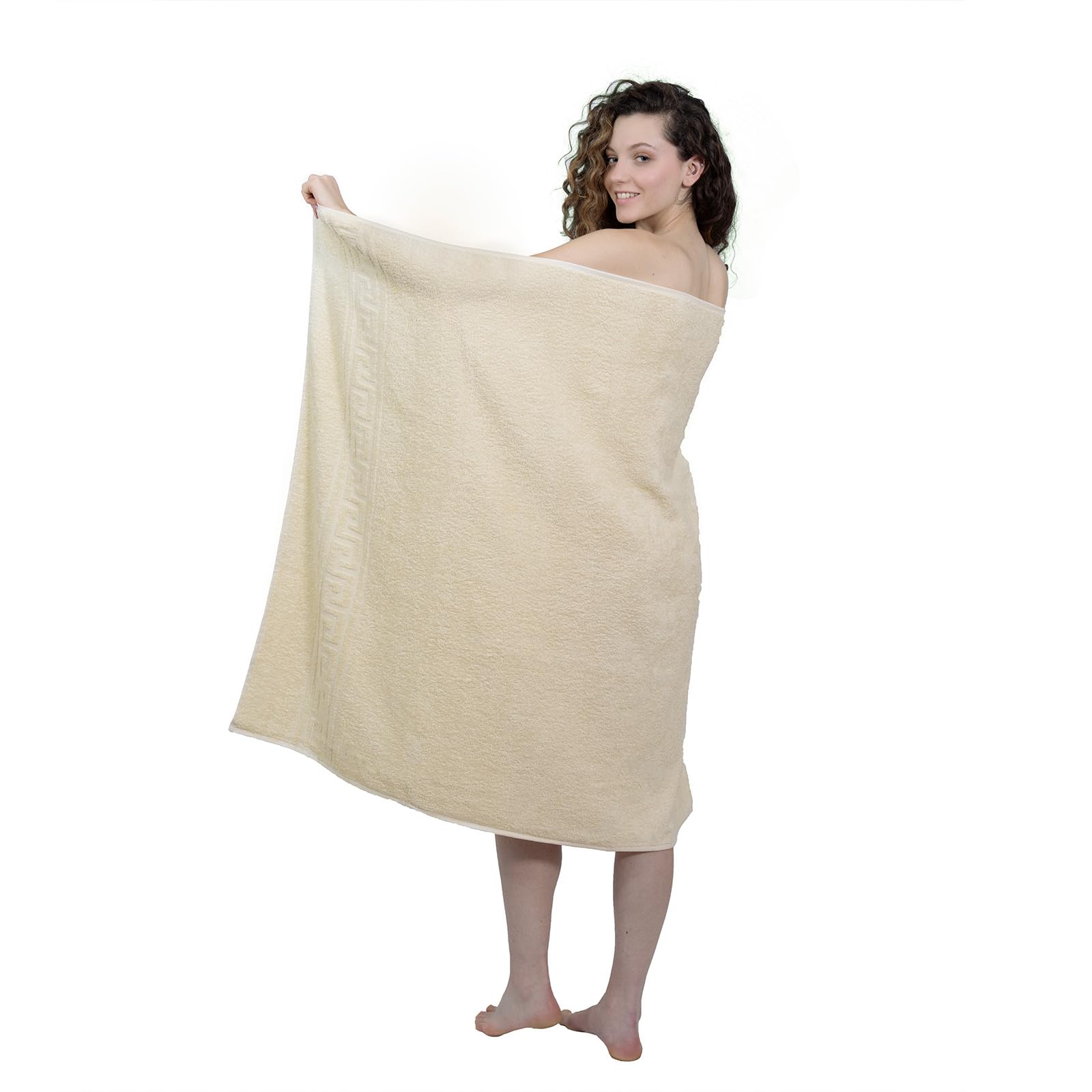 nice homeit Set 2 Asciugamano da Bagno grandi 100x150 cm – Extra Large Telo Bagno in 100% Cotone Filato ad Anello – Extra Morbido e Assorbente. MADE IN ITALY (BEIGE)