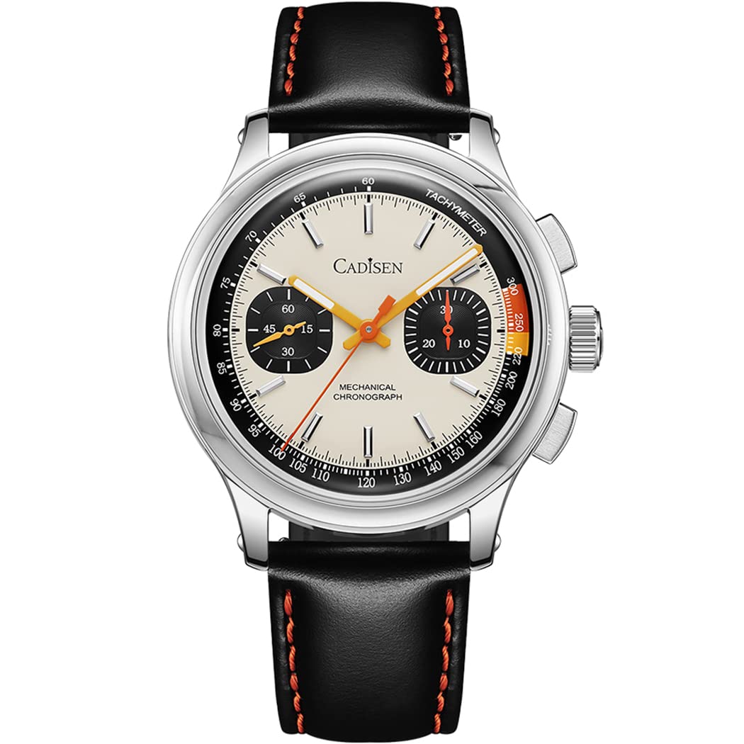 CADISEN Men Watch Chronograph Mechanical Wristwatches Seagull ST1900 Swanneck Movement Mens Watch Domed AR Sapphire Crystal Gift