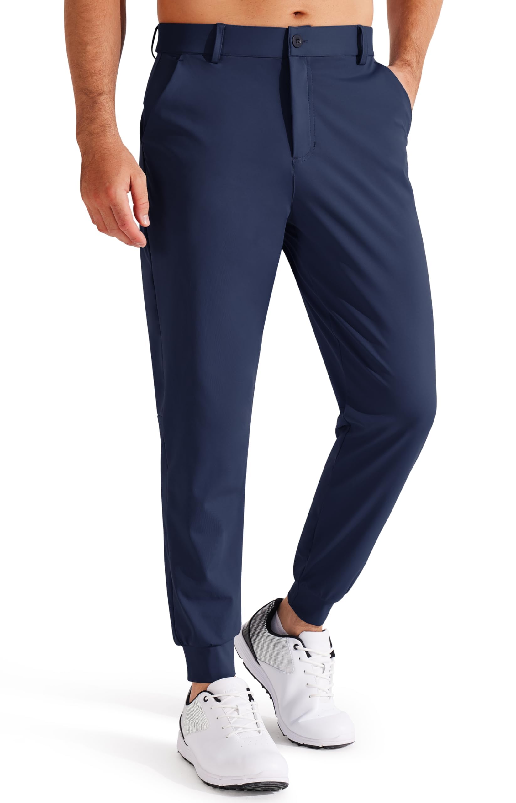 Libin Herren Golfhose Stretch Slim Fit Golf Jogginghose Anzughose Sporthose Lang Jogger Pants Chino Stoffhose mit Taschen, Marineblau L