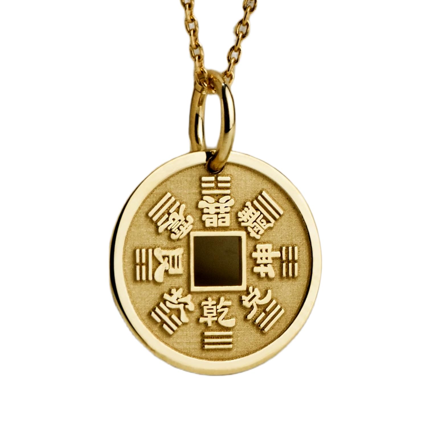 Collar Exclusivo de Plata de Ley ley 925 28 mm | Cadena 45 cm | Amuleto la suerte con moneda china | Medallón Feng Shui para mujer | Joyería de Lujo monedas chinas | espiritual | Baño Baño de Oro | 00