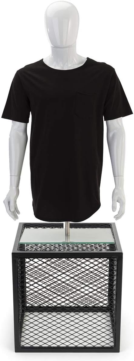 Displays2go Metal Mesh Retail Riser, 14" W x 14" D x 14" H, Iron Mesh - Black Finish (SMMMRMD)