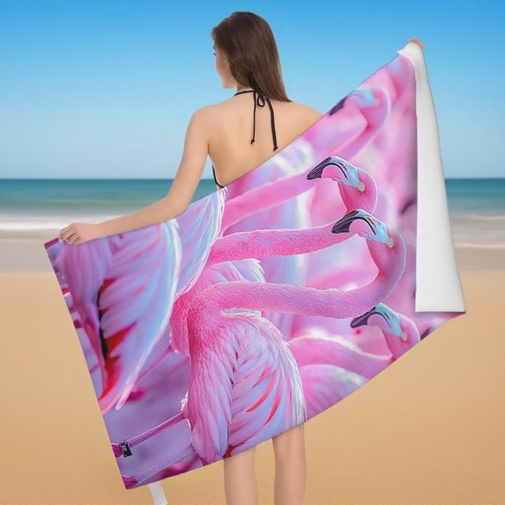 Toalla de Playa Grande 220x100cm/35x70cm, Juego de 2 Toalla Microfibra XXL de Antiarena, Toallas Playa Suave Ligera, Absorbente Secado Rápido, Beach Towel Viaje Yoga, Regalo Mujer Hombre (Rosa) G-94