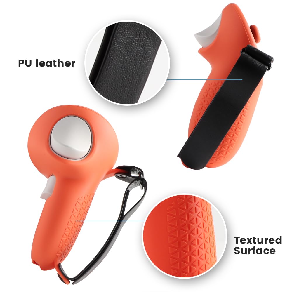 VR Touch Controller Grips Cover pour Meta Quest 3/Quest 3S, Accessoires pour Casque de réalité virtuelle, Housse de Protection en Silicone avec dragonne réglable (Noir)