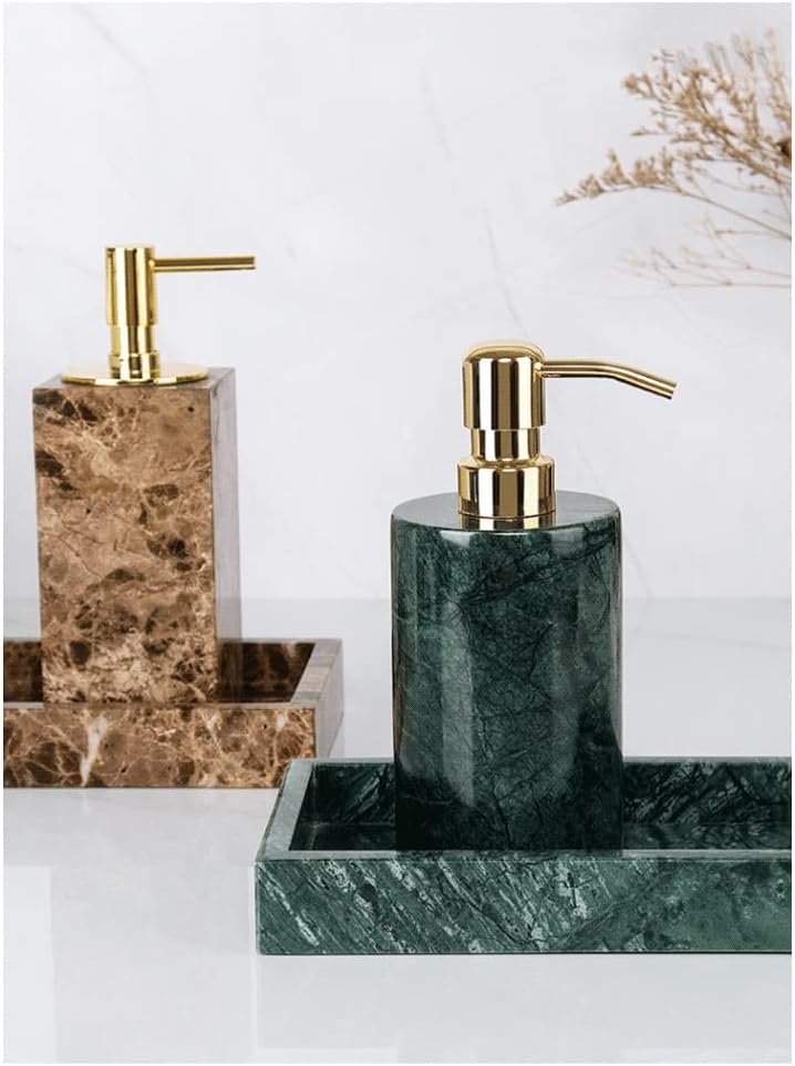 Marble Countertop Soap Dispenser Lotion Bottle 160ml/5.6oz Lotion Dispensers Pump Bottle Square Round for Home Hotel Club (Color : Brown, Shape : Square)