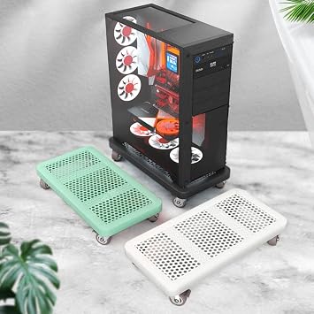 Mobile CPU Stand, Tower Computer Floor Stand, Pulley Base Desktop Computer Case Stand, Computer Case Holder with 4 Caster Wheels, PC Case for Floor Gaming Home Office Under Desk White/Black/Green