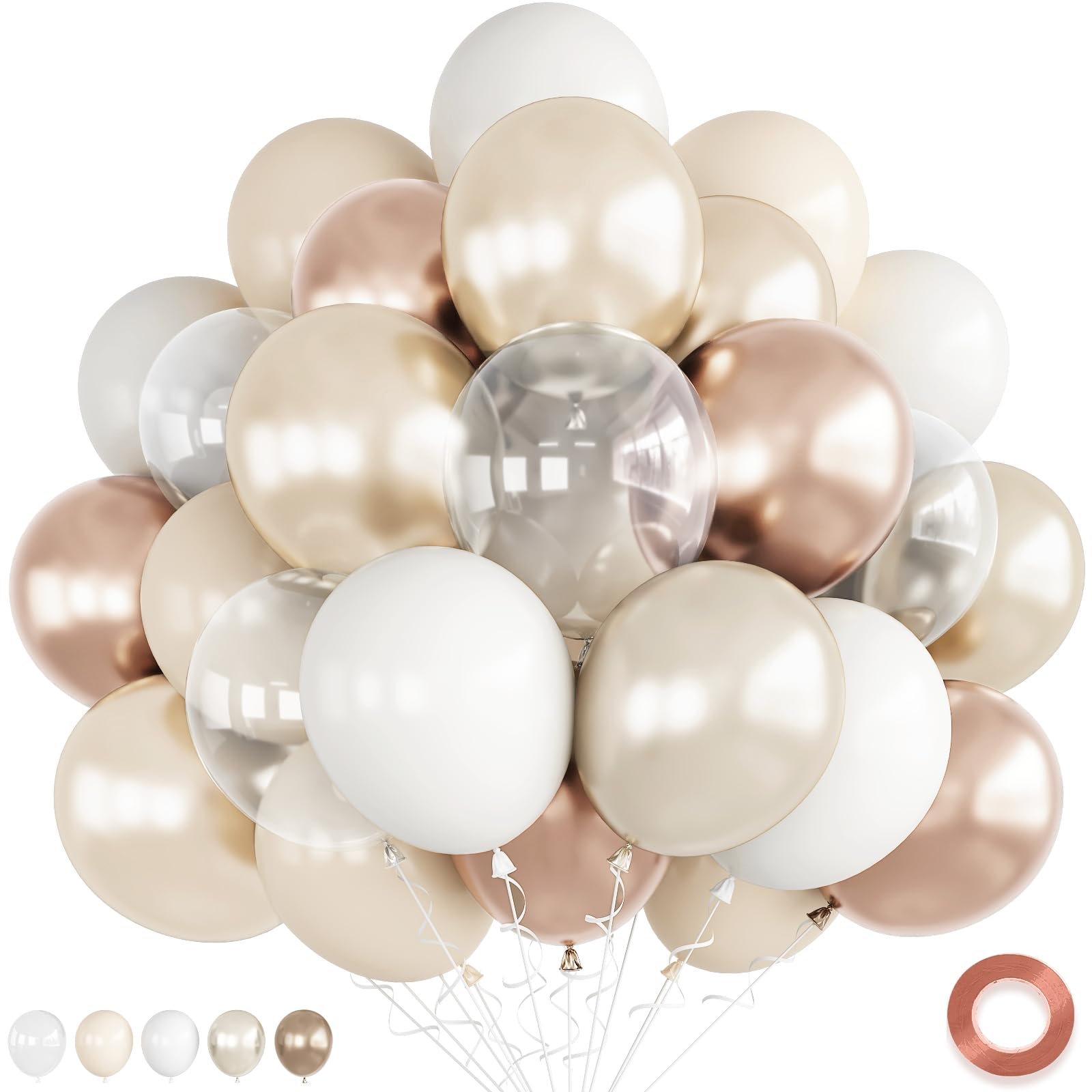 Amazon.com: Cream White, Ivory Beige Balloons - Metallic Gold