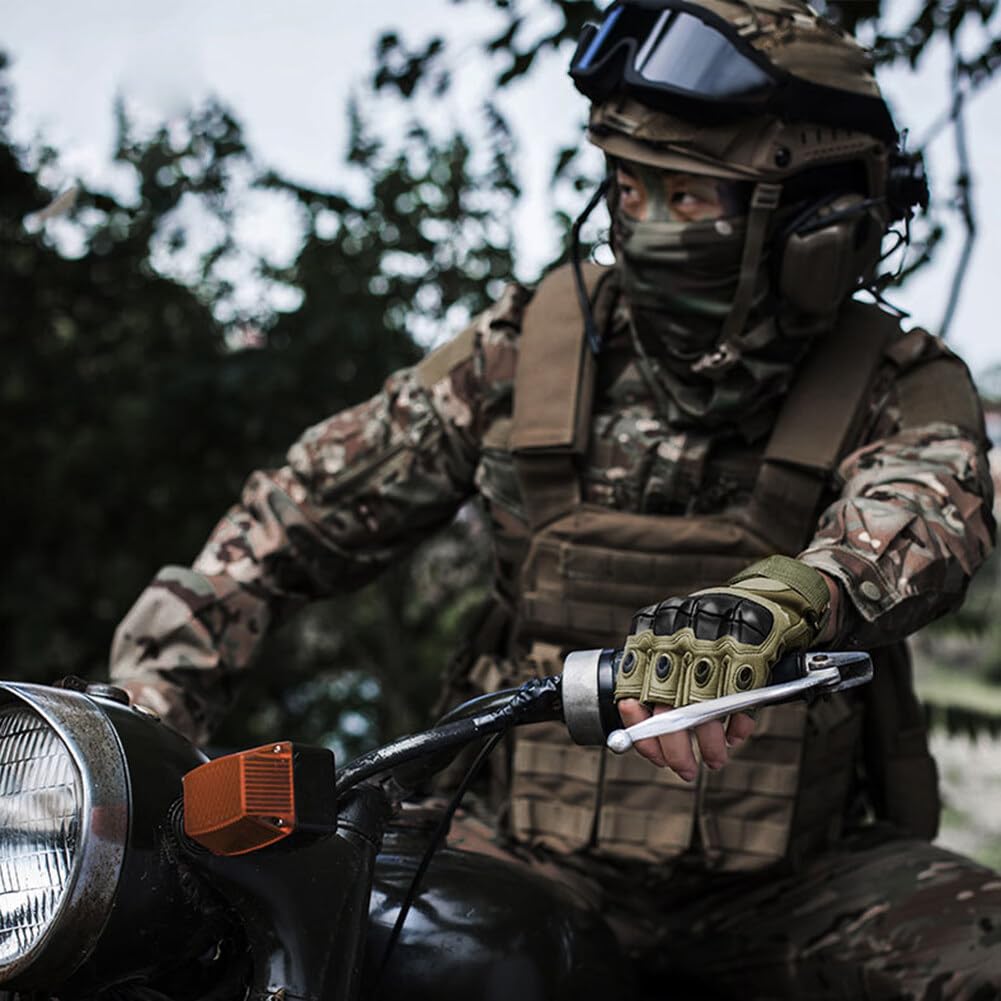 Katutude Guanti da moto da uomo, per attività all'aria aperta, da uomo, per allenamento tattico, da moto, a mezza dita, per softair, militare, paintball, moto