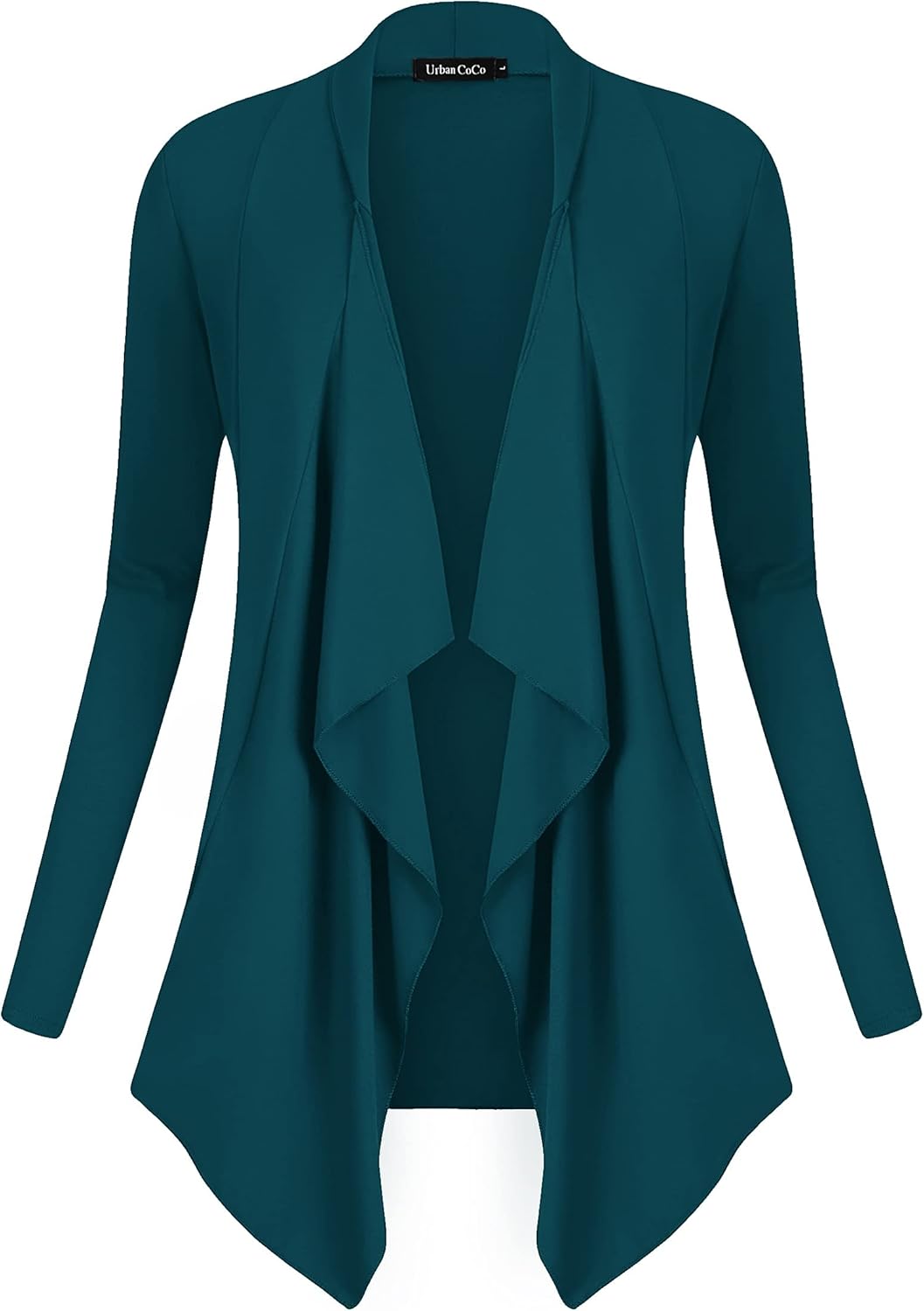 Urban CoCo Women's Drape Front Open Cardigan Long Sleeve Irregular Hem - Image 2