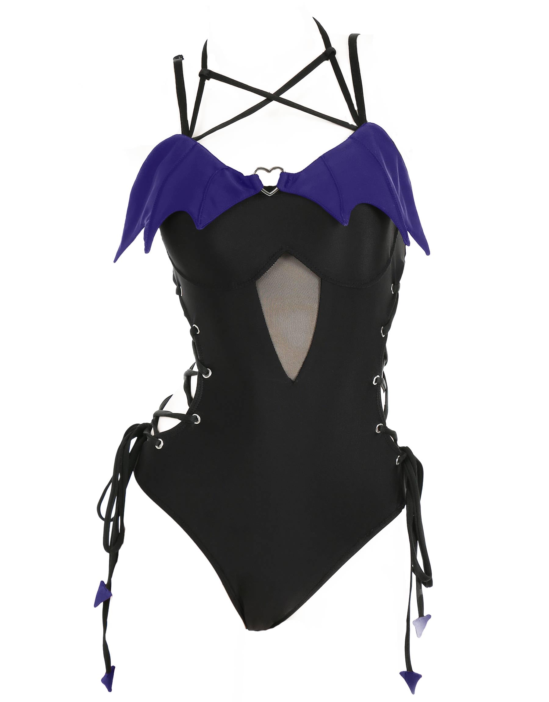 Photo 1 of MEOWCOS Women's One Piece Swimsuits Gothic Swimsuit Devil Wings Tummy Control Bathing Suit One-Piece Swimwear