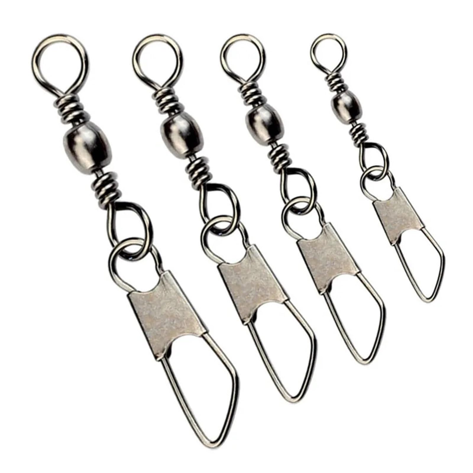 Lot de 50 connecteurs pivotants pour pêche - Accessoires de pêche - Connecteur à clipser - Roulement à goupille - Hameçon pivotant - Leurre Pesca
