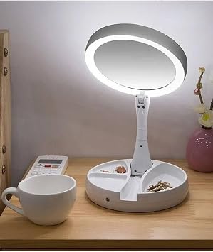 10X B y tme  ift Tarafl  Makyaj Ayna Katlanabilir 21 LED I kl  Makyaj Aynas  USB Kablo