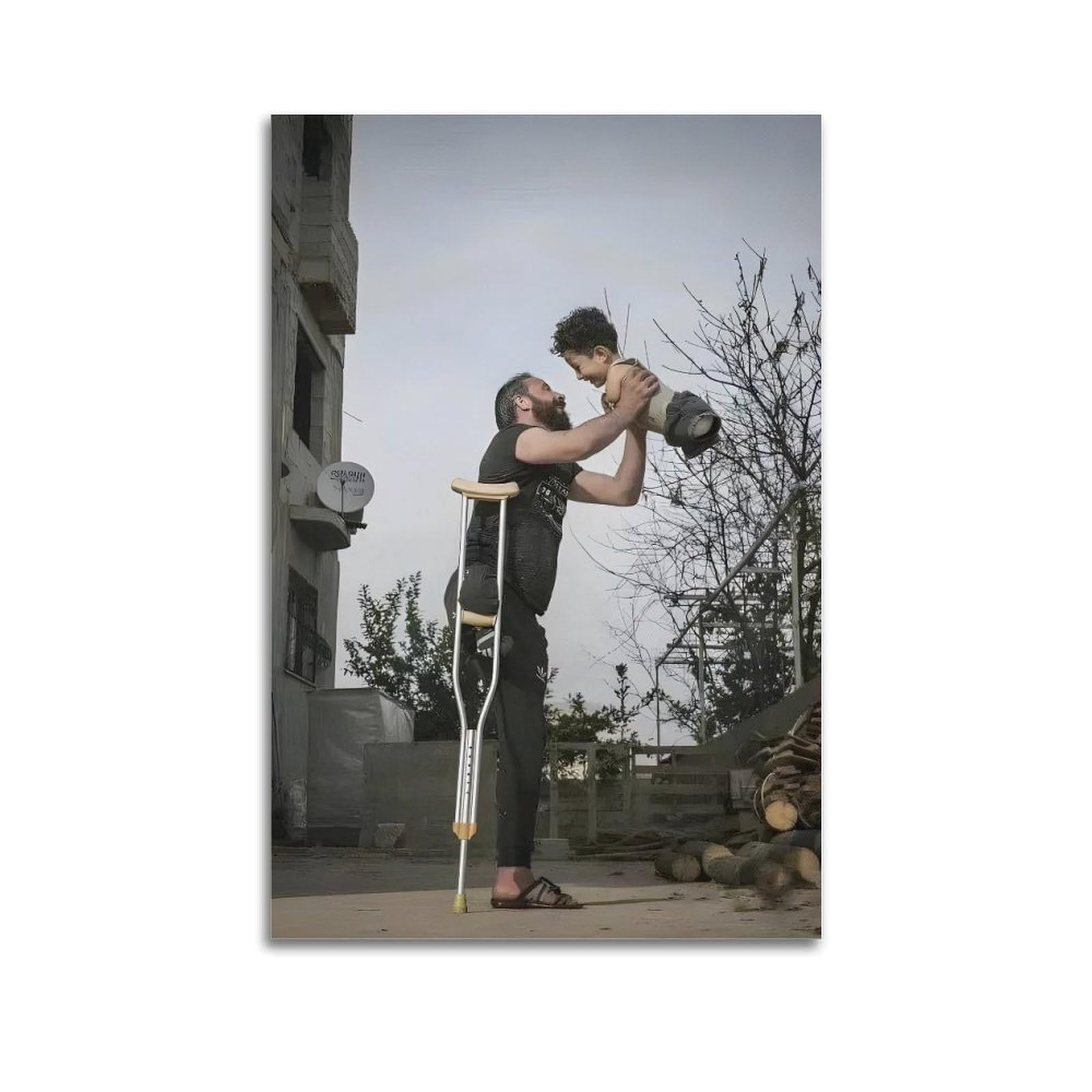 XKUGA Mid-East Conflict Anti-War Poster Ruins Refugee Family Modern Decorative Canvas Prints - Ideal Wall Art for Family, Man Cave, Game Room, Boys & Girls Bedroom 20x30inch(50x75cm)