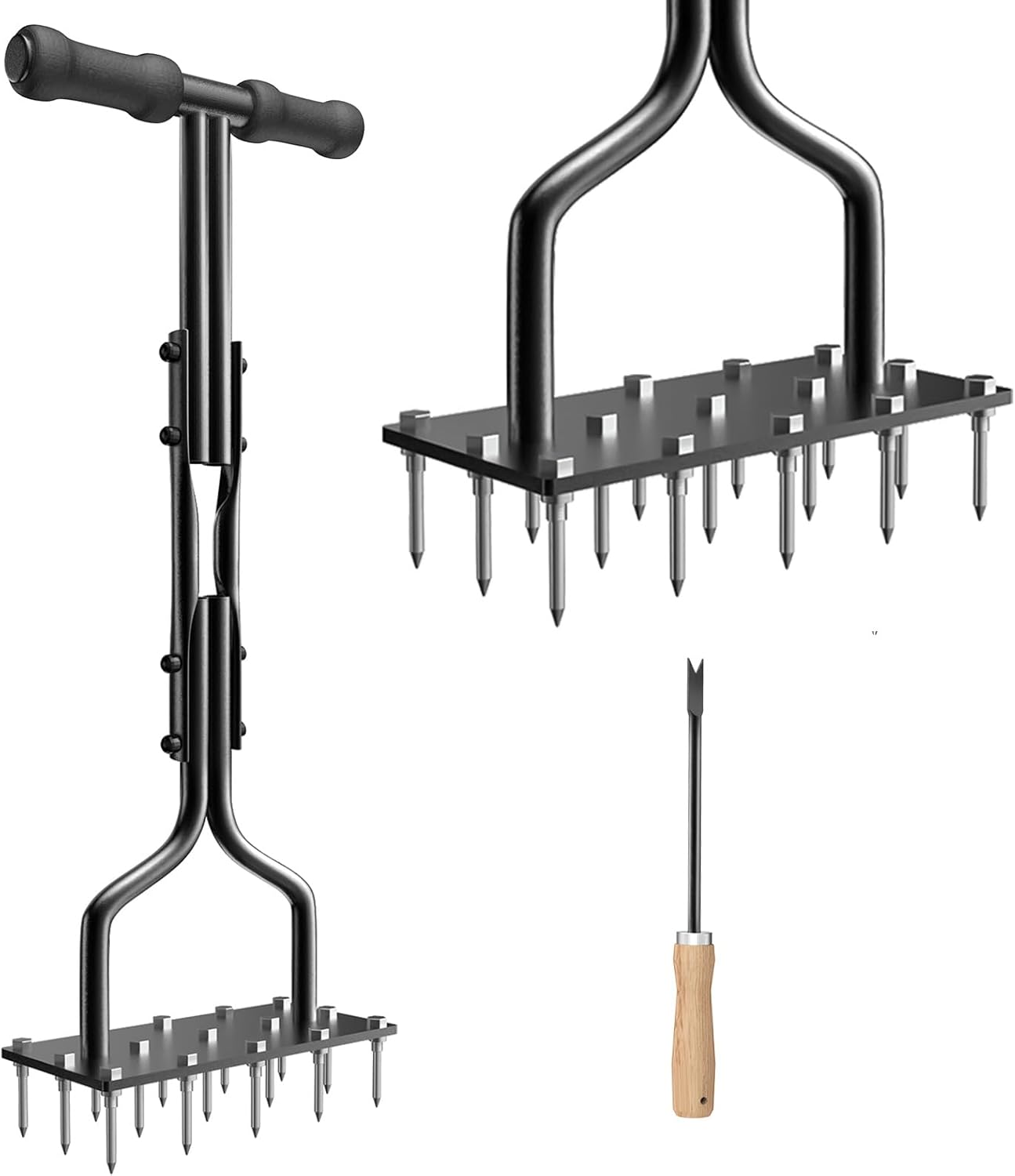 vanpein Lawn Aerator Spike Manual Tool with 15 Iron Spikes