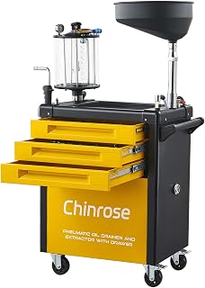 Oil Drain Extractor with 61pcs Tools, Waste Oil Drain Tank with 3-Tier Drawer Air Operated Drainer for Oil Change