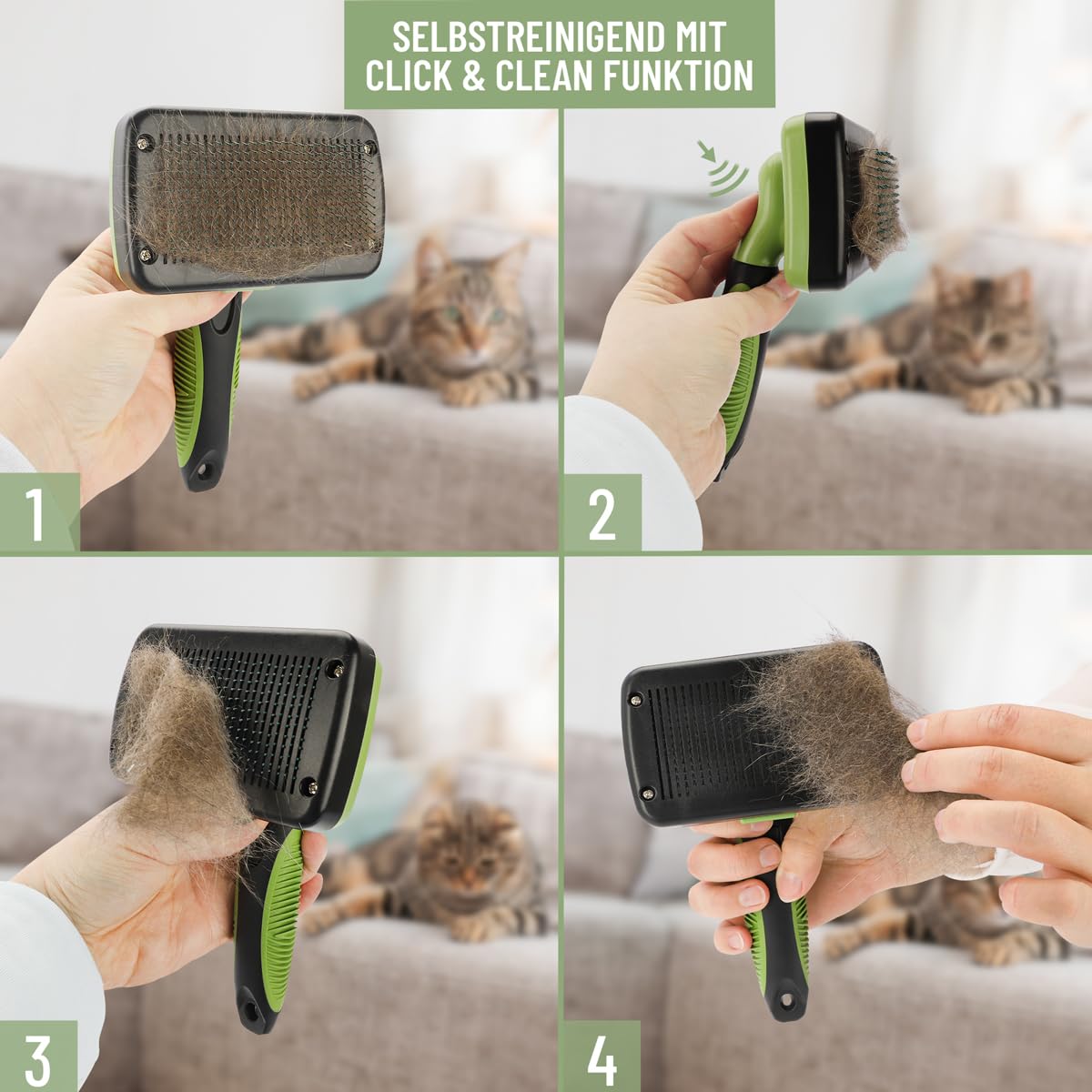 ReaVETSpazzola per cani e gatti, spazzola autopulente per capelli lunghi, cure del pelo per animali domestici