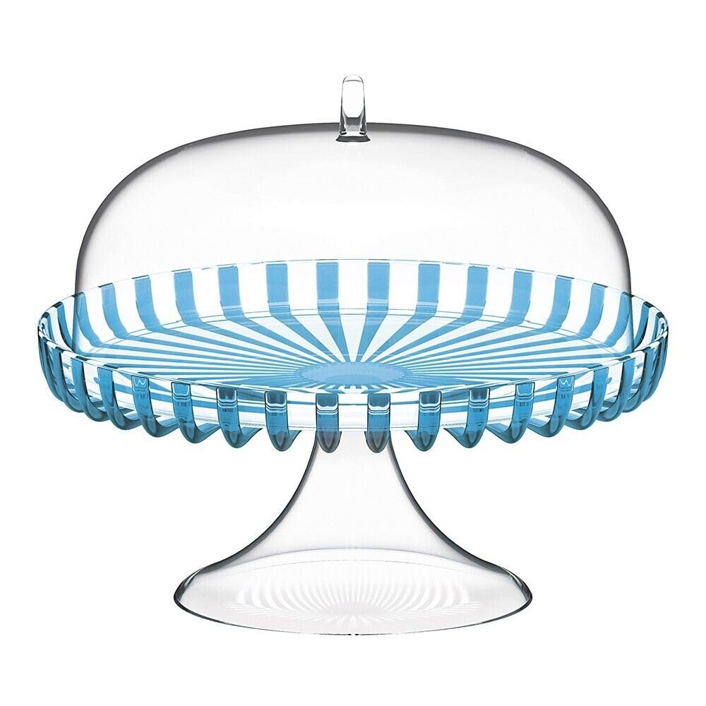 Stand à gâteau avec cloche Guzzini Dolcevita turquoise 31cm en plastique bio-sourcé