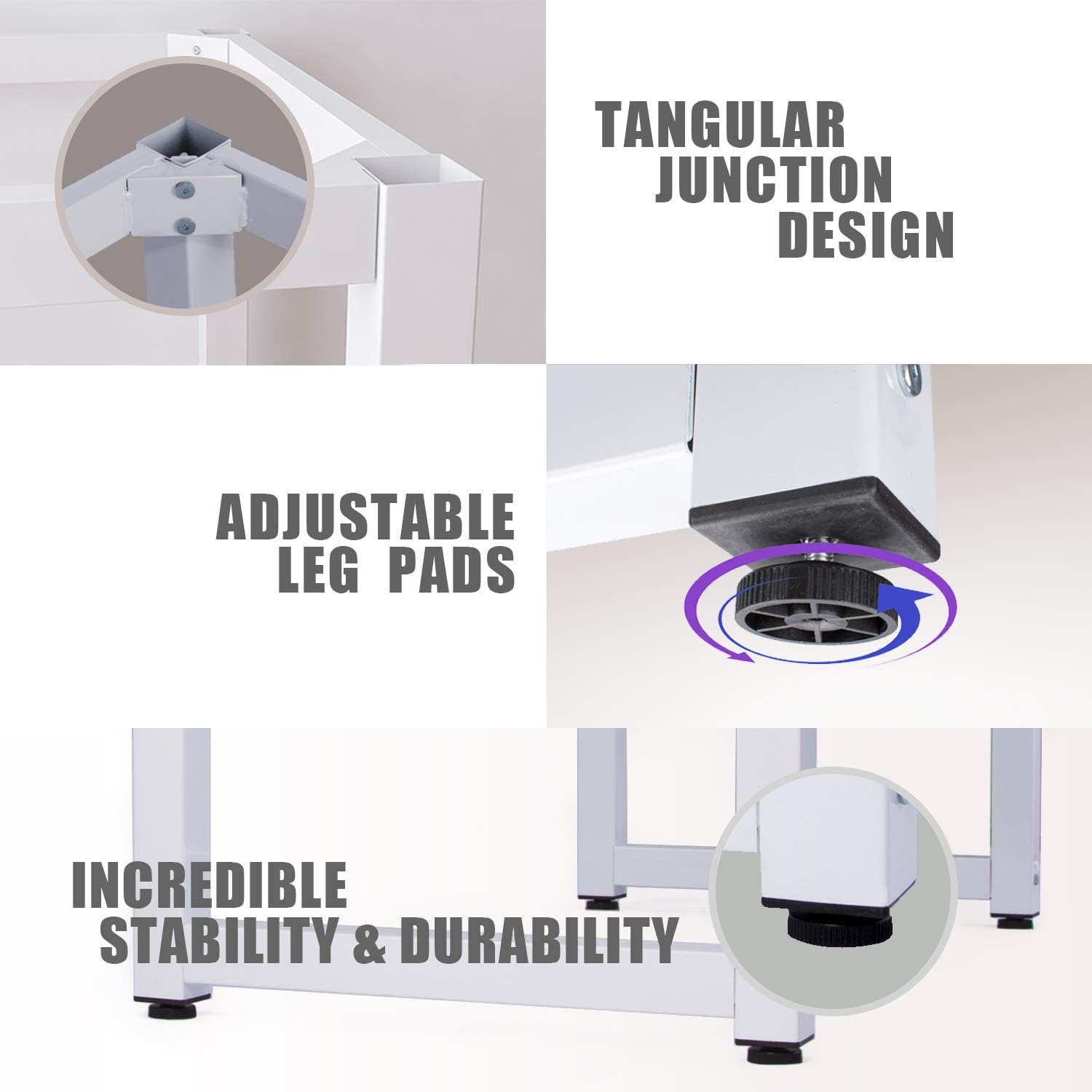 NSdirectModern Computer Desk 63 inch Large Office Desk Writing Study Table for Home Office Desk Workstation Wide Metal Sturdy Frame Thicker Steel Legs, White. : Electronics