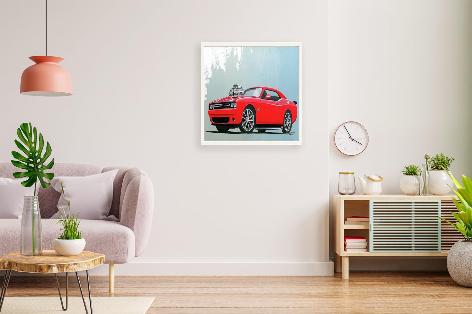 VERRE ART Printed Framed Canvas Painting for Home Decor Office Wall Studio Wall Living Room Decoration (14x14inch White Floater) - Custom Cuda