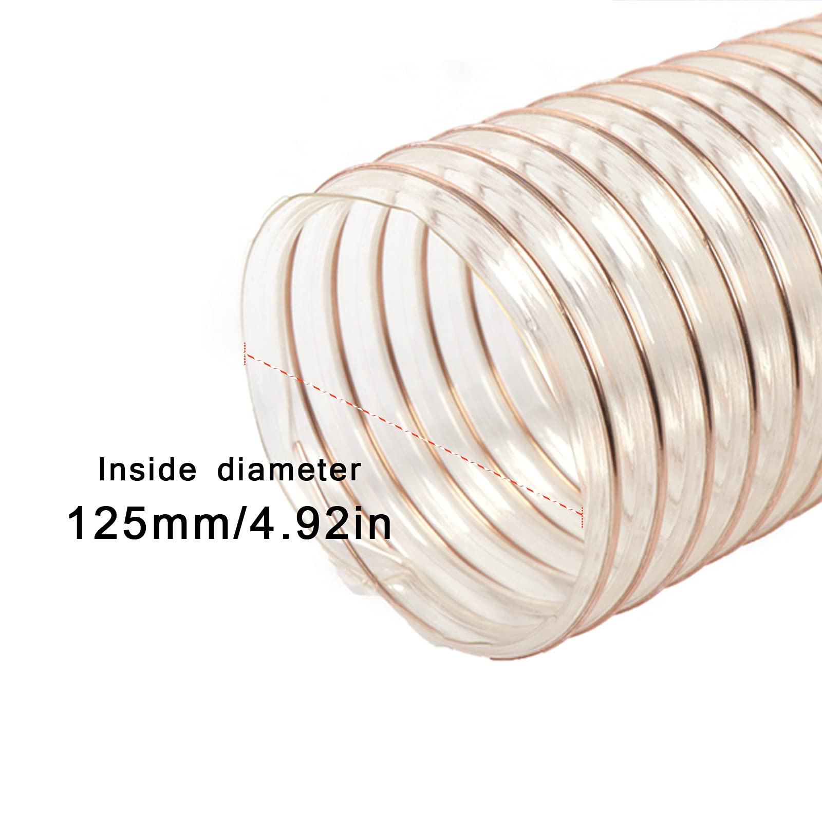 MHUI Manguera De PU Manguera Flexible De 3,28 Pies para Aspiración Y Eliminación De Polvo Industrial Espesor De Pared 0,63mm ID 115-155 mm,125mmX0.63mm