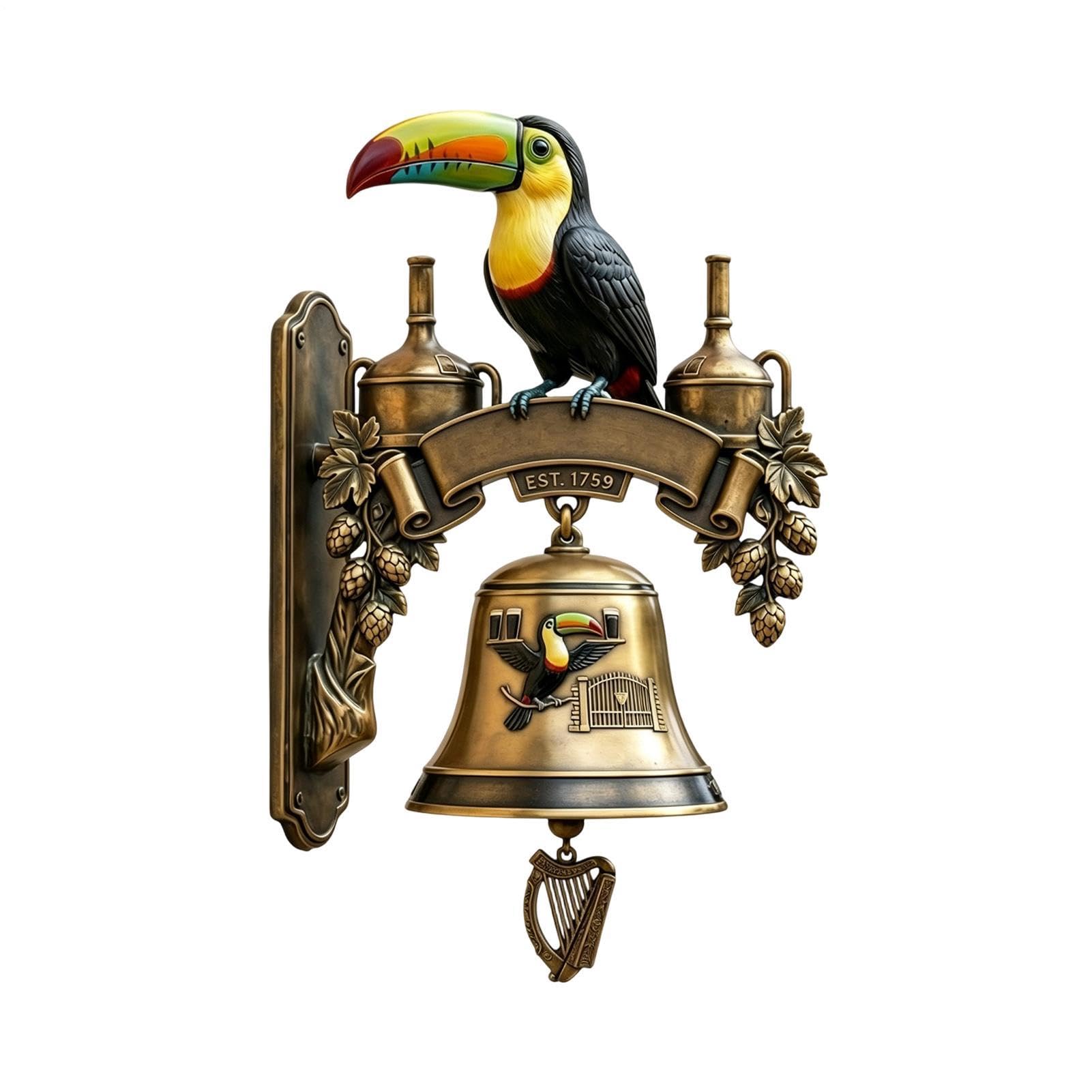 Campana de pared, decoración de pájaros vintage de resina | Timbre de puerta al aire libre de estilo granja rústica - para uso interior y exterior Bar entrada balcón casa puerta jardín