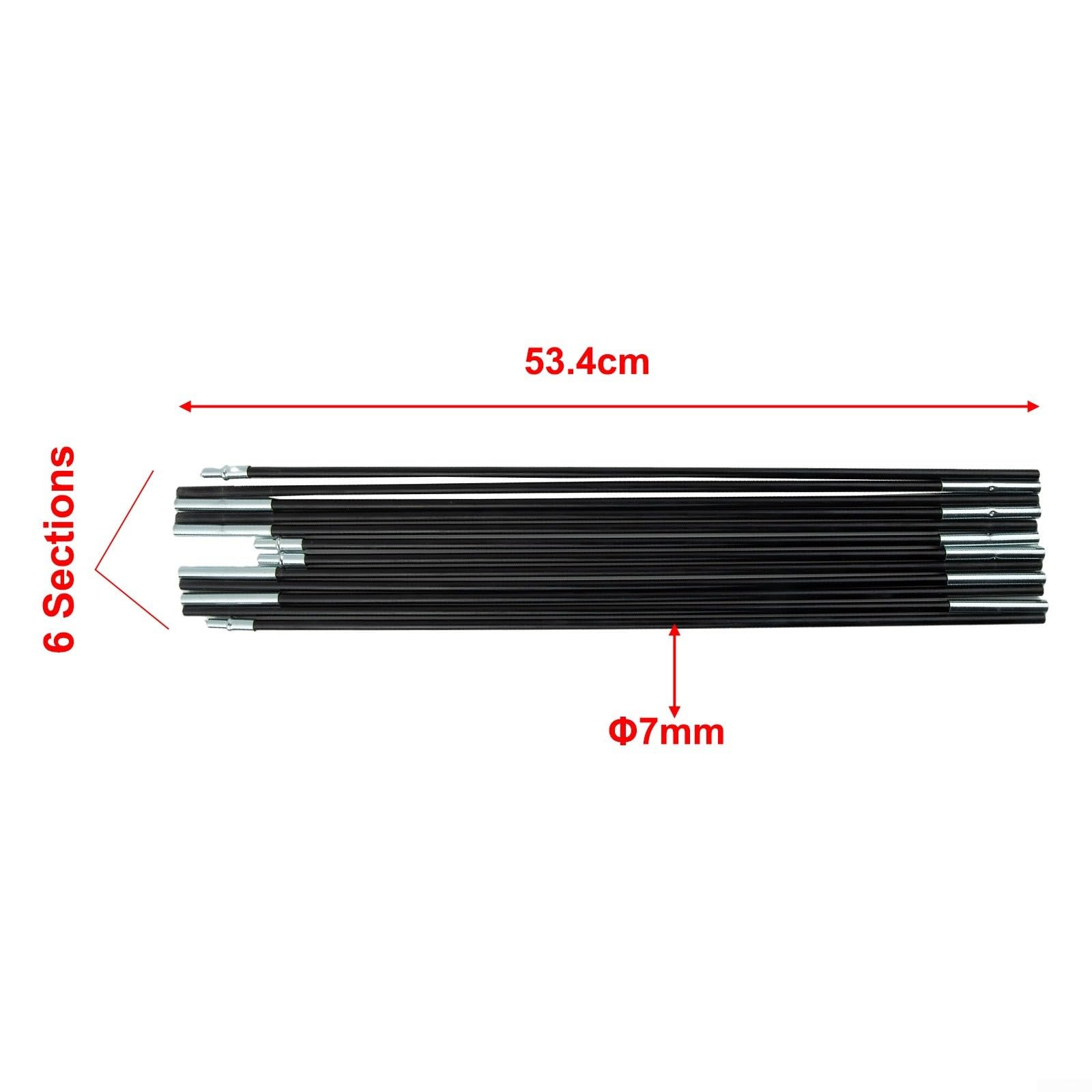 Fiberglas Camping Zeltstange Stangen 5,49 m Outdoor Stützstangen Markisenrahmen Kit 11 Abschnitte schwarz für 1-8 Personen Zelte (1,4 m) Sport & Freizeit