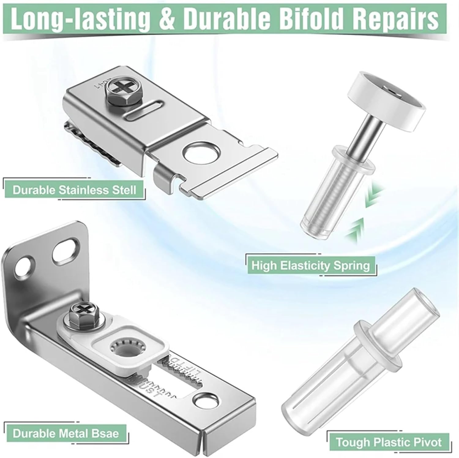 Bifold Door Hardware 2Set Bi-Fold Door Hardware Repair Kit for 2.22Inch to .54Inch Track,Folding Pocket Parts