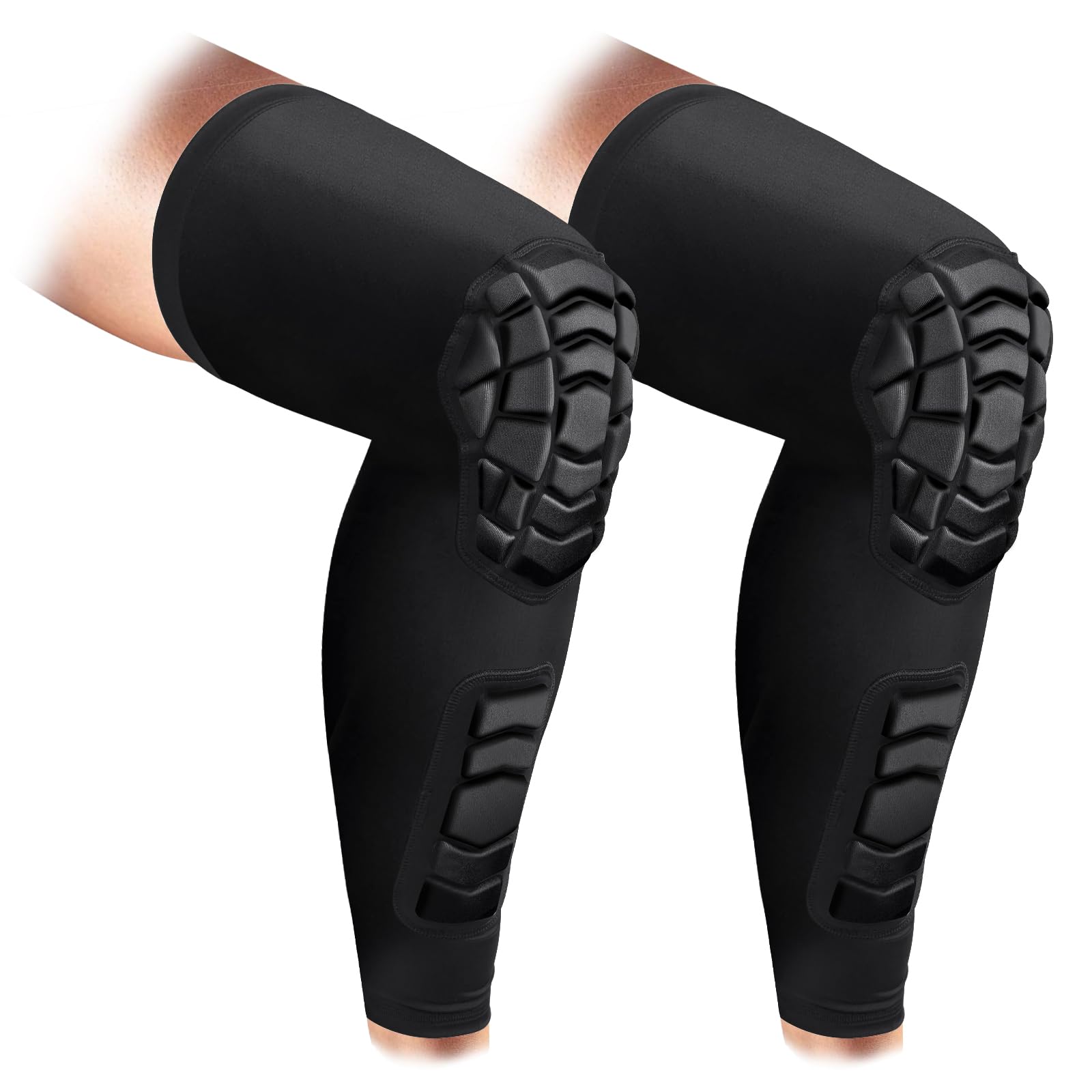 ZODEYI Wrestling Knee Pads Compression Leg Sleeve with Knee Pad and Calf Pad, 1 Pair Knee Sleeve with Shin Guards Shin Pads for Football, Baseball,