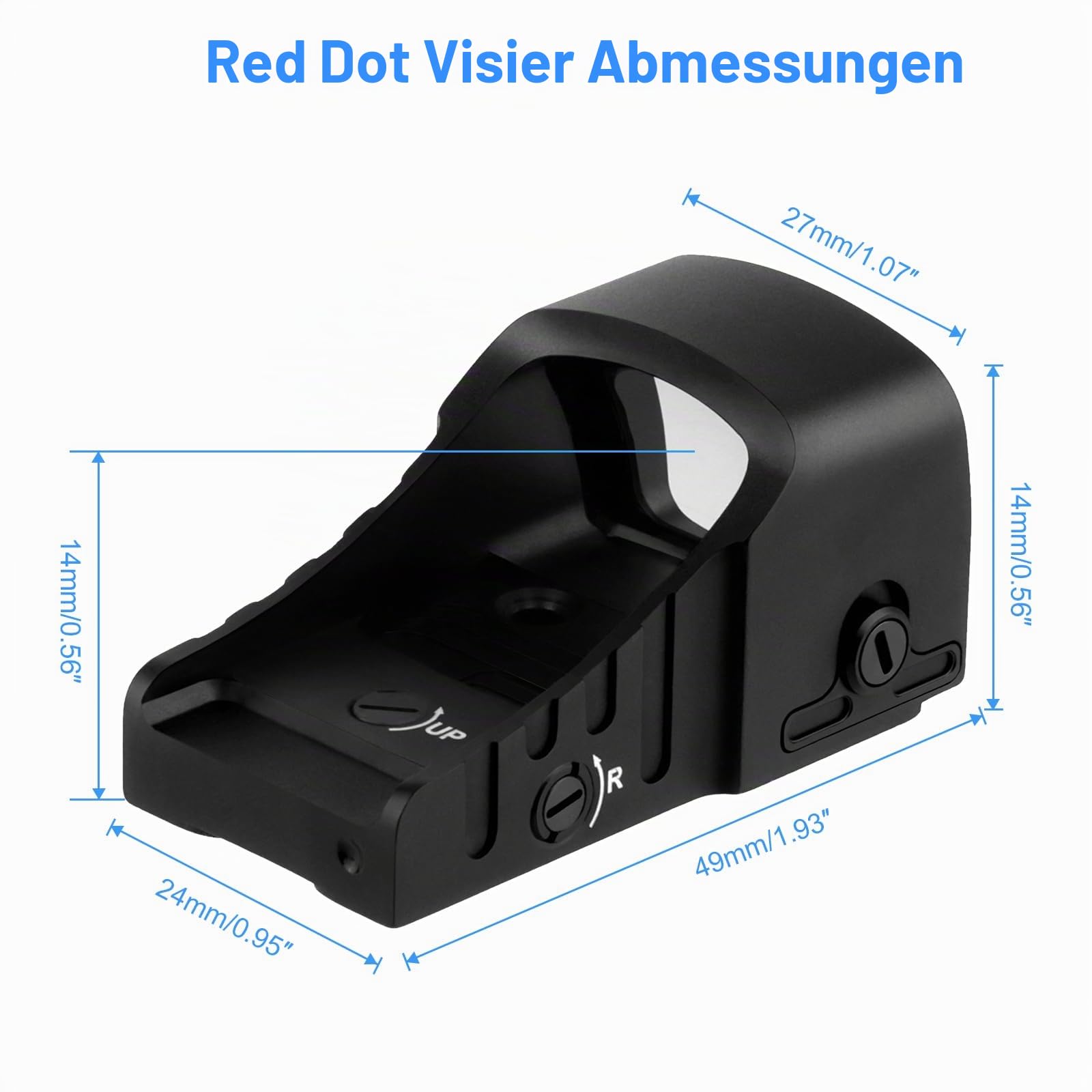 21 x 16 mm Rotpunktvisier, Unteres 1/3 Co-Witness Shake Awake GK MOS Red Dot Visier, 3 MOA Rotpunkt Zielfernrohr mit 10 Ebenen Absehen
