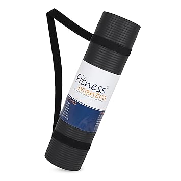 Fitness Mantra® 8mm NBR/Sponge Anti Slip Yoga Mat with Carrying Strap for Women’s and Men’s Exercise| 1 Piece| (Black) - image, photos