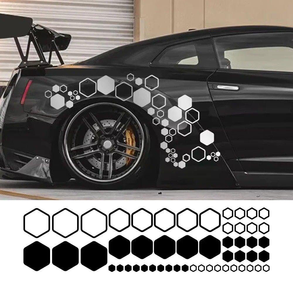 Adesivi Combinati Per Auto A Nido D'ape Adesivi Poligonali In Vinile Impermeabile Decorazione Corpo Laterale Fai-da-te(Matt Black)