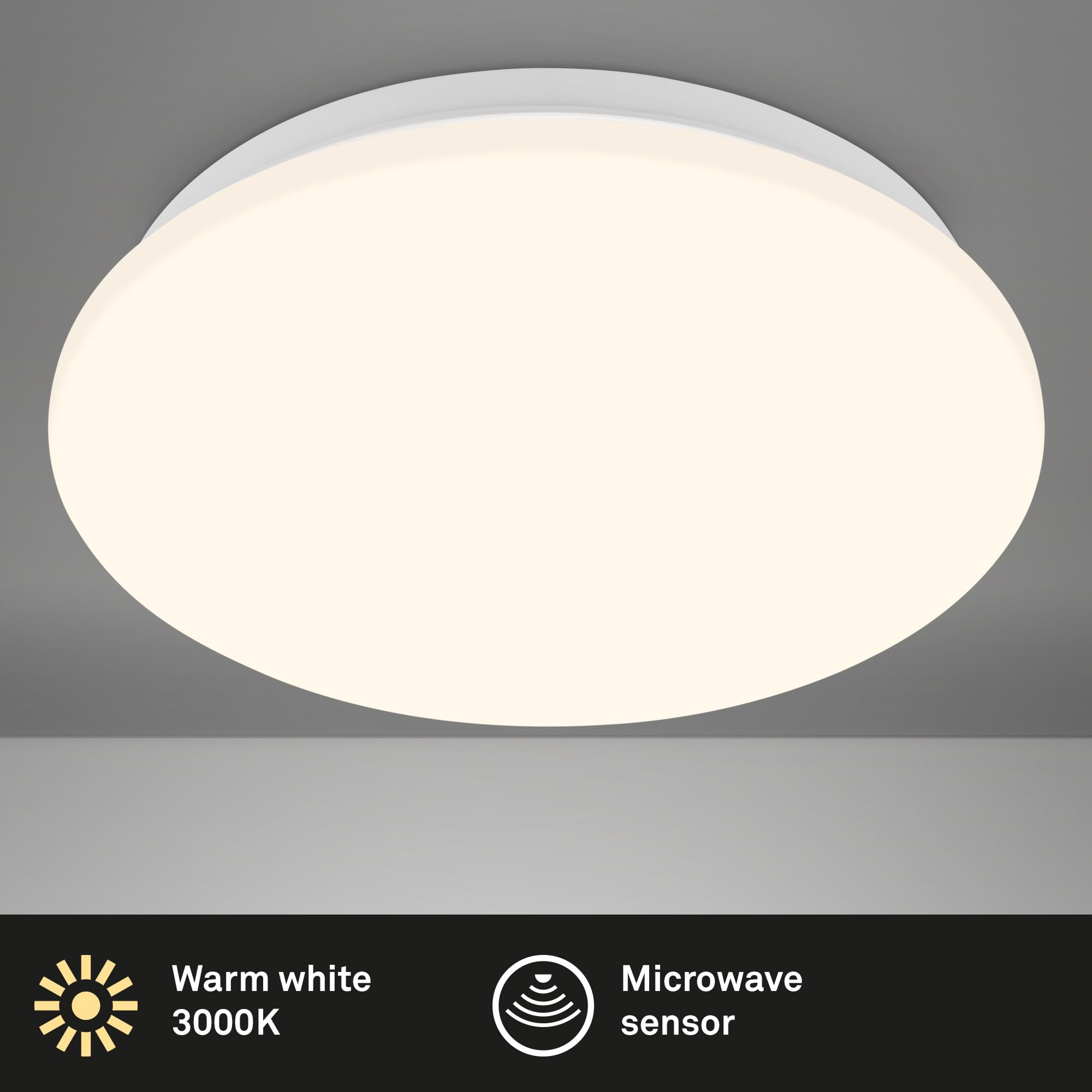 Briloner - Plafoniera a LED con sensore di movimento, luce bianca calda, plafoniera a LED, lampada da cucina, camera dei bambini, 270 x 60 mm (DxH) bianco (Confezione da 2)