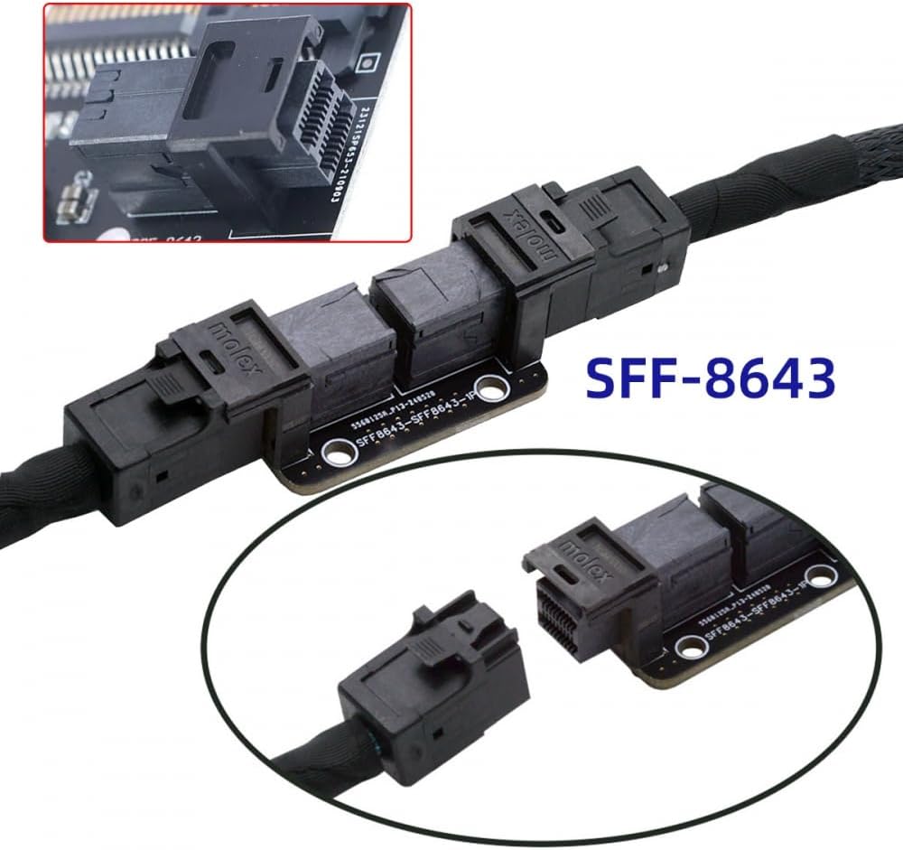 CY Card PCI-Express 4.0 PCIE5.0 Mini SAS HD SFF-8643 Female to SFF-8643 Female PCBA Coupler Adapter Extender