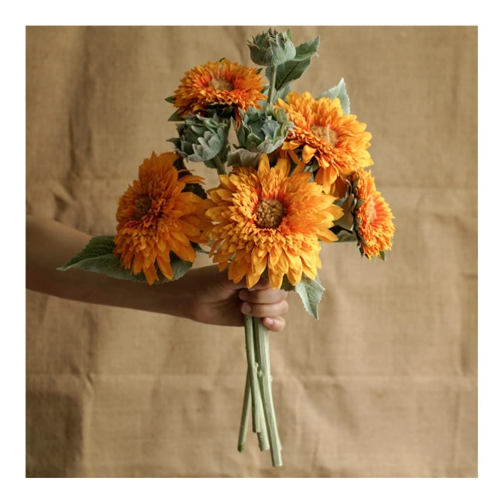 XDLEDMKIZ Creativity Artificial Flowers,fake Sunflowers Five Flowers And Three Flower Buds,Simulation Flowers for Table Decoration