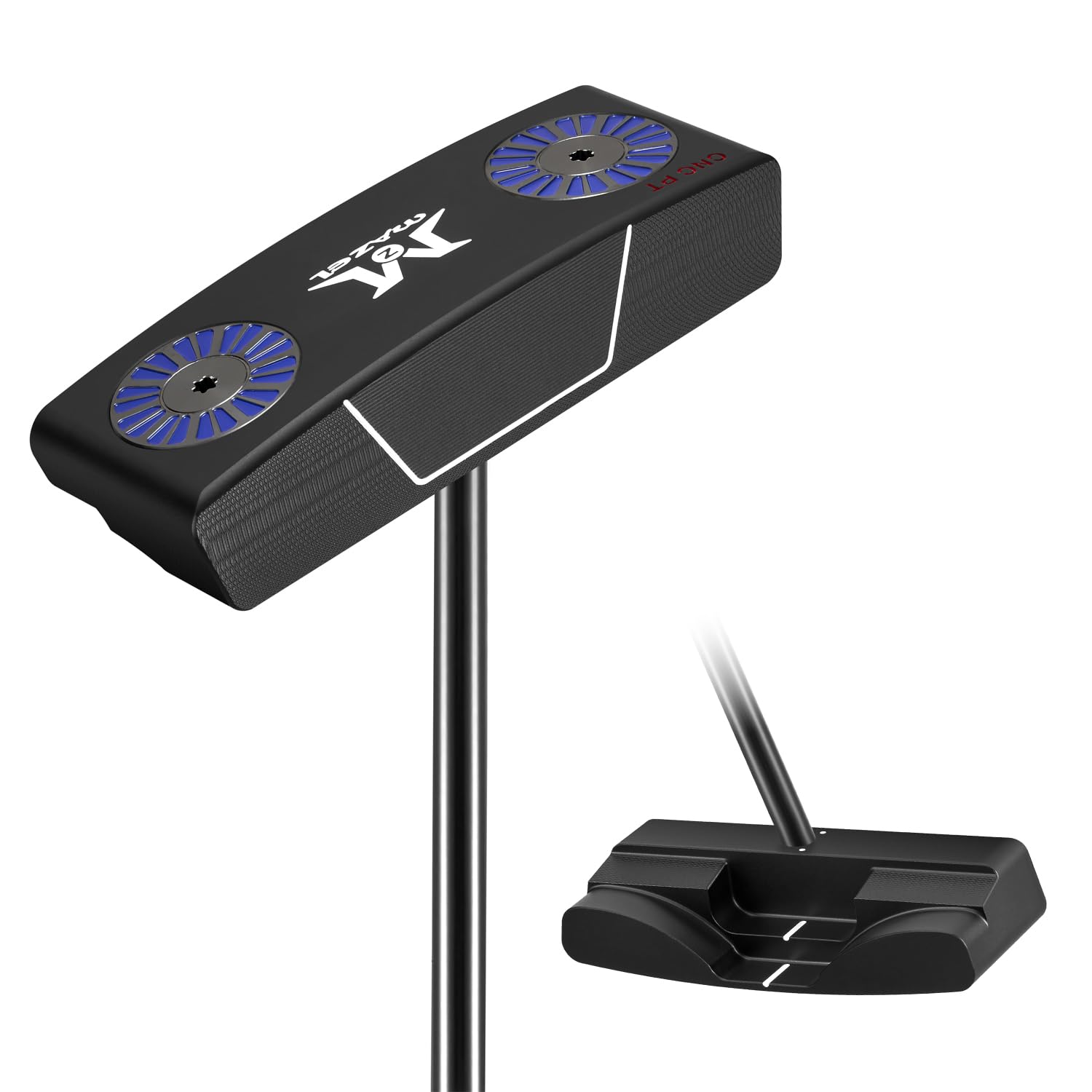MAZEL Self Standing Golf Putter 35In with CNC Milled Face, Low Center Gravity for Improve Stability and Easy Alignment (Black Stand Putter)