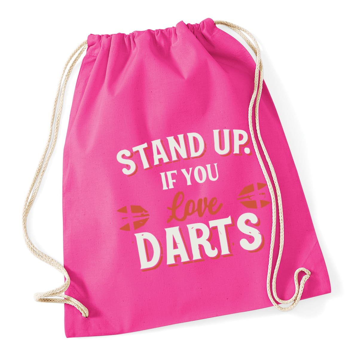 Hippowarehouse Stand Up if you Love Darts Gift For Him Her Daughter Son Dad Mum Drawstring Cotton School Gym Bag 37cm x 46cm, 12 litres