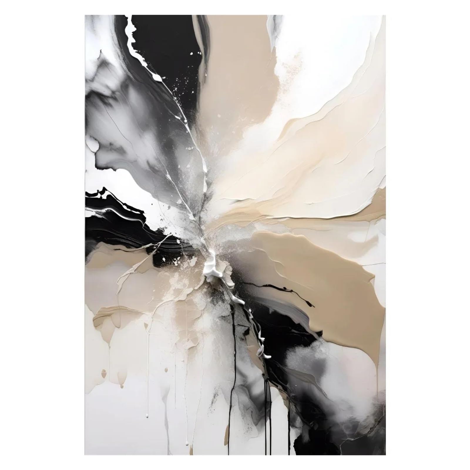Toile abstraite géométrique noire et beige pour valoriser votre décoration d'intérieur