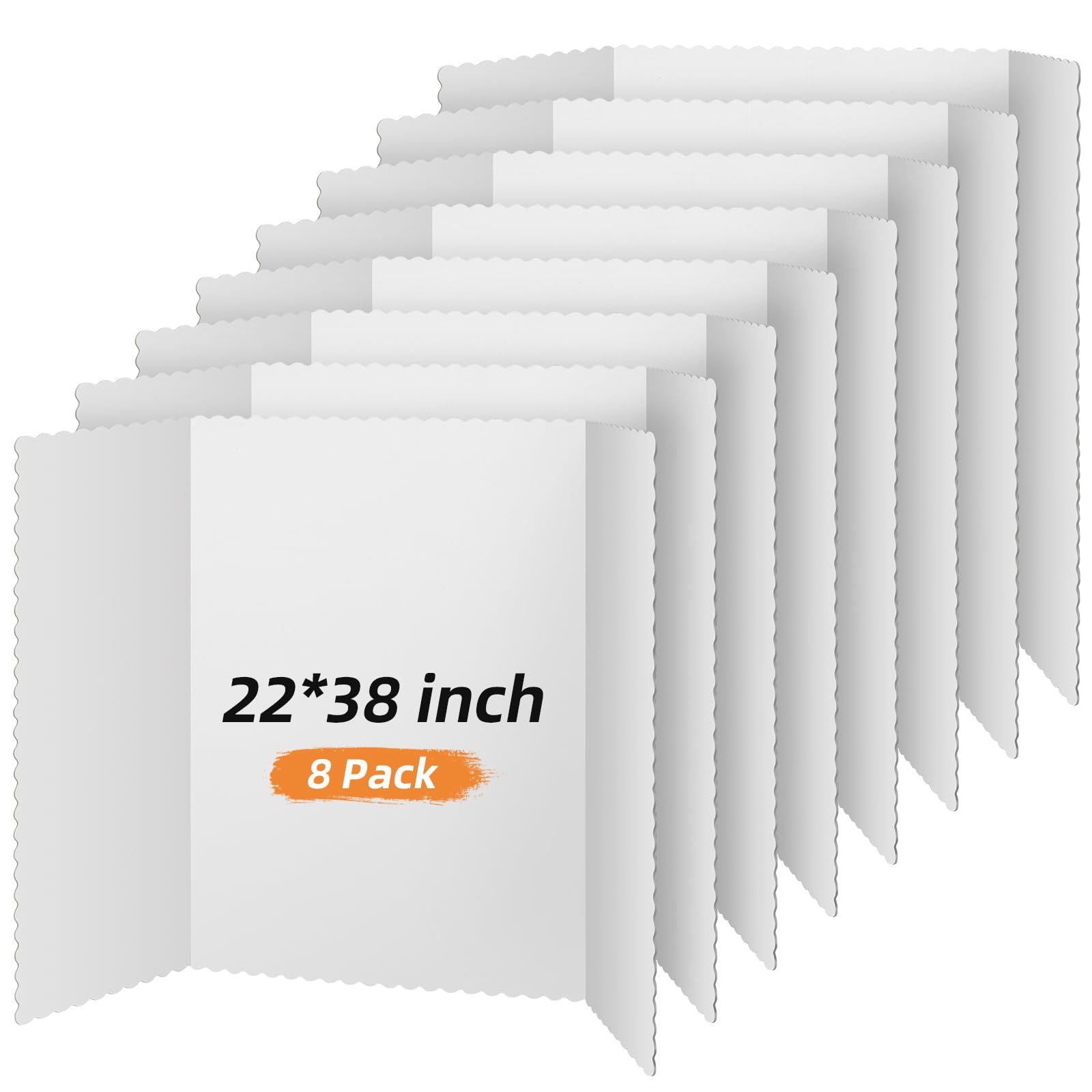 Henoyso 8 Stück 55,9 x 96,5 cm weiße dreifach gefaltete Postertafel, groß, dreifach gefaltete Präsentation, weiße Anzeigetafel, faltbarer Karton für Wissenschaft, Messe, Schule, Geschäft, Ausstellung