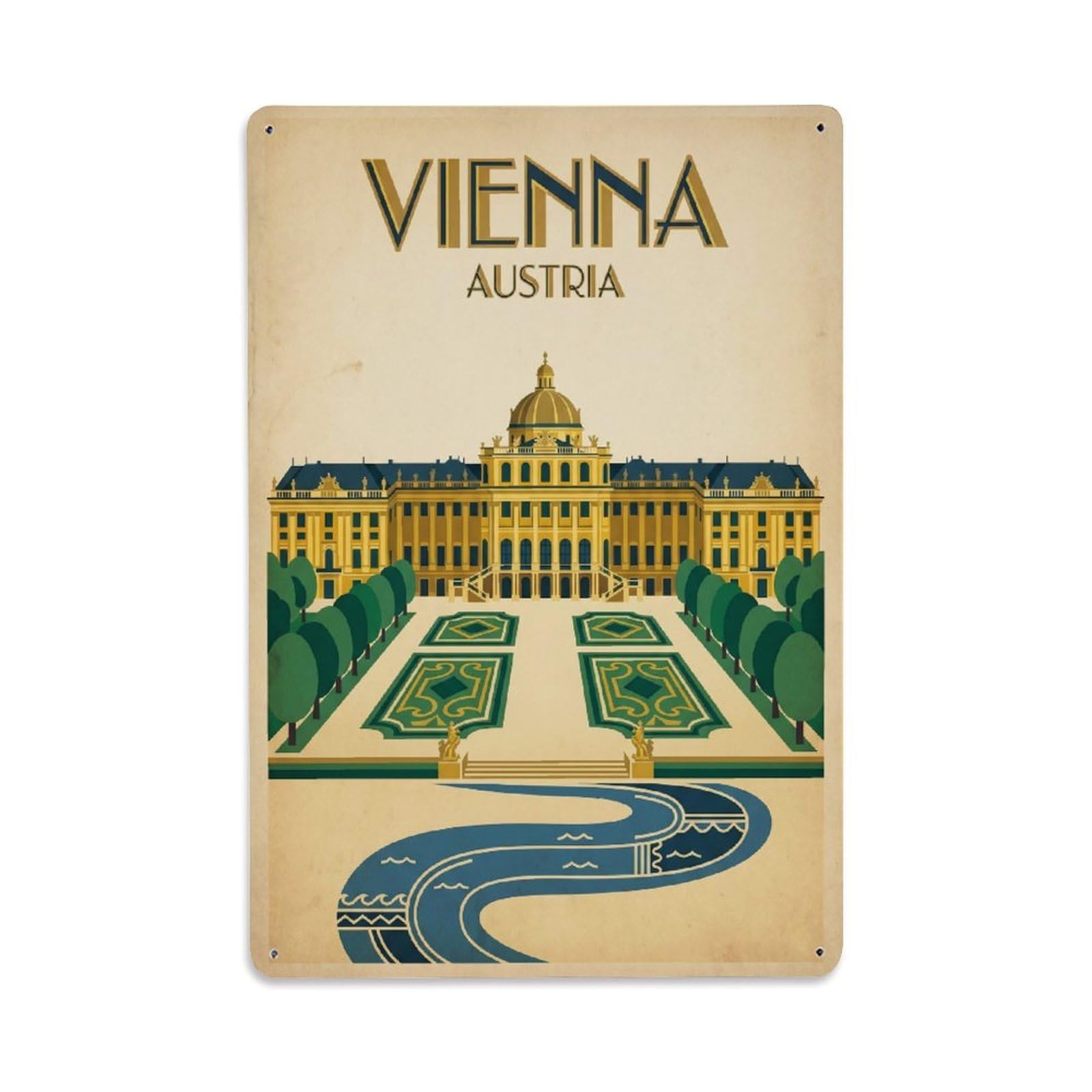 Vintage Travel Austria Vienna Metal Tin Sign