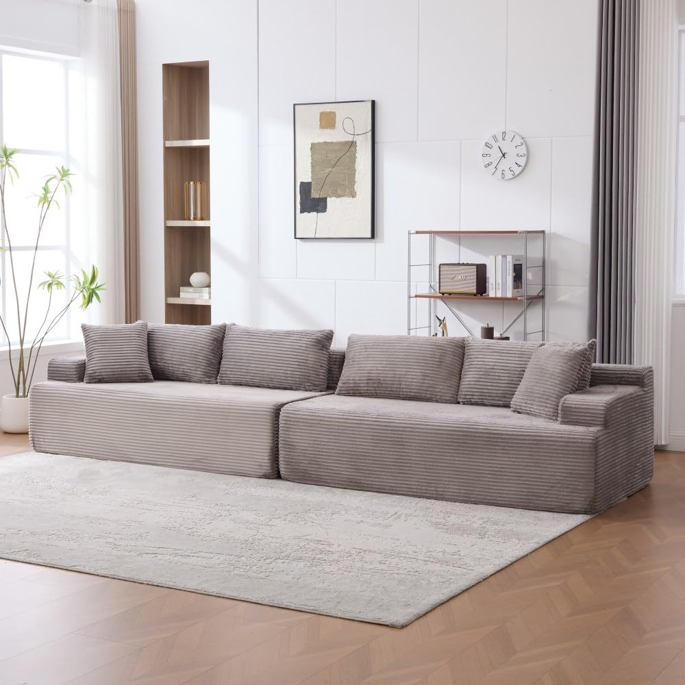 Canapé d'angle convertible,canapé convertible,canapé 6 places modulable à compression en tissu chenille,garni de mousse haute résilience 30D,doté d'une base antidérapante,Peut être librement combiné