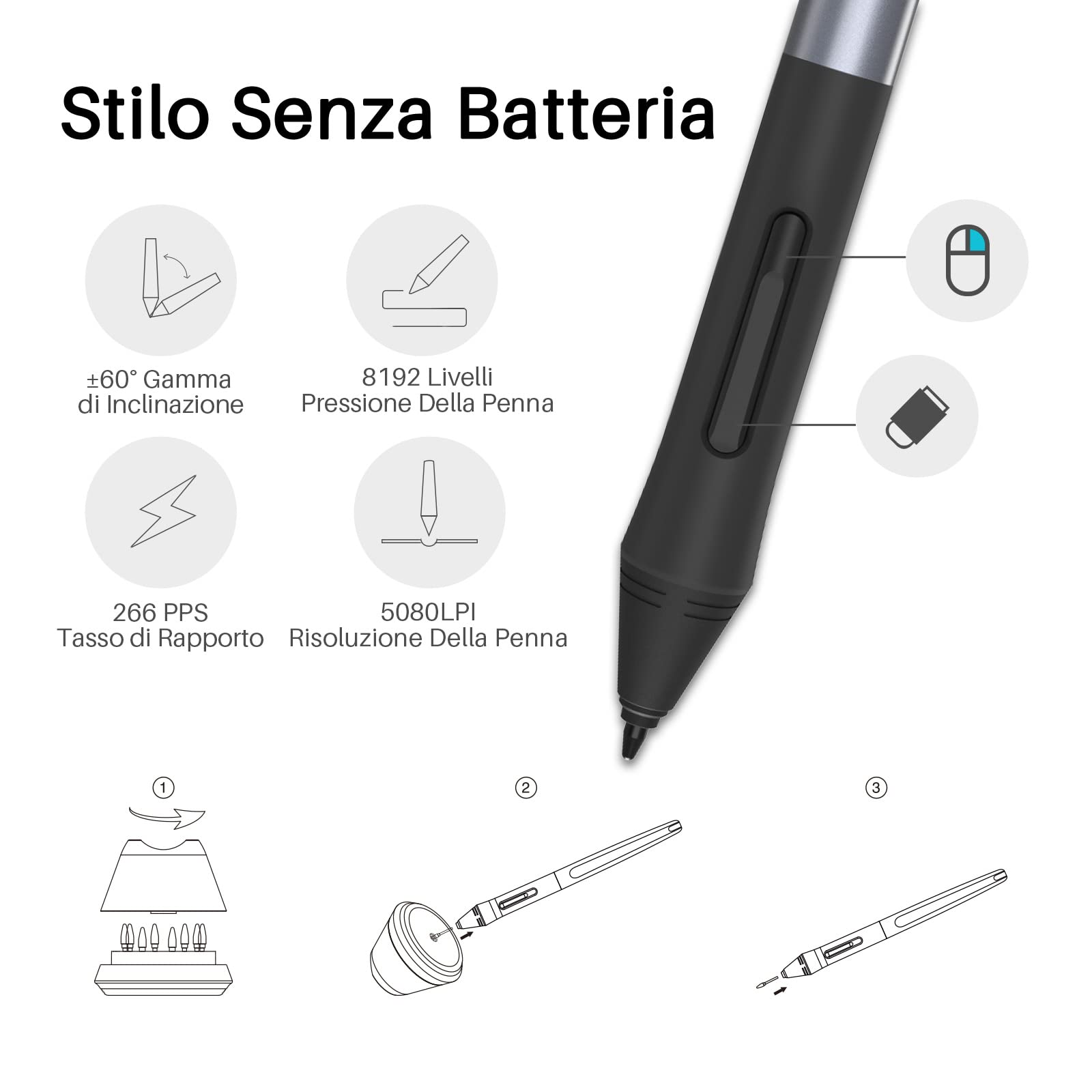 HUION Inspiroy H1161 Tavoletta Grafica con Touch Strip, 26 Tasti | 11 x 6,87 Pollici, Inclinazione ±60°, 8192 Livelli, con Android/Mac/Win, Ideale per il Disegno e la Progettazione Digitale