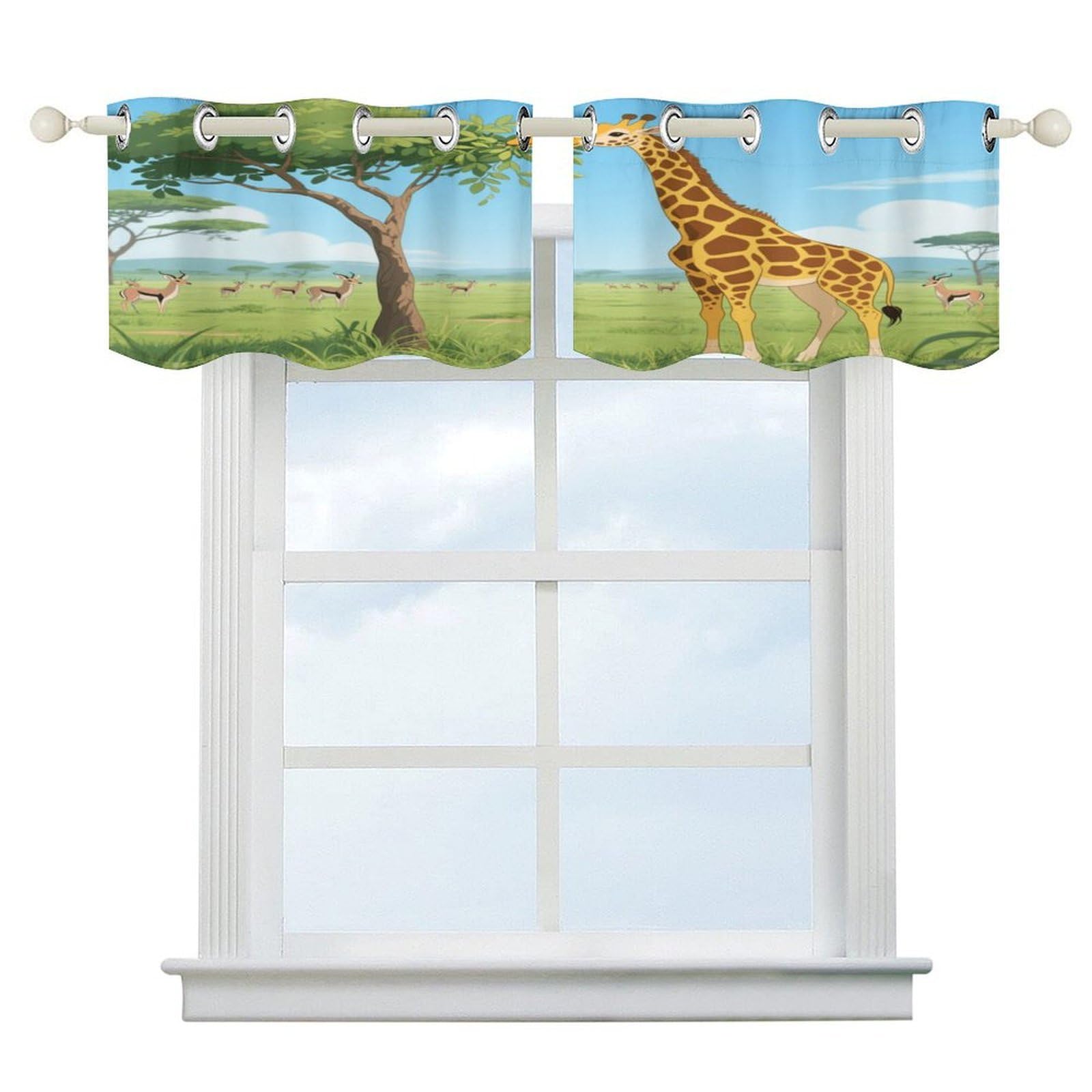 FekiLoot Giraffe Eating Leaves Short Curtains Valance Curtain