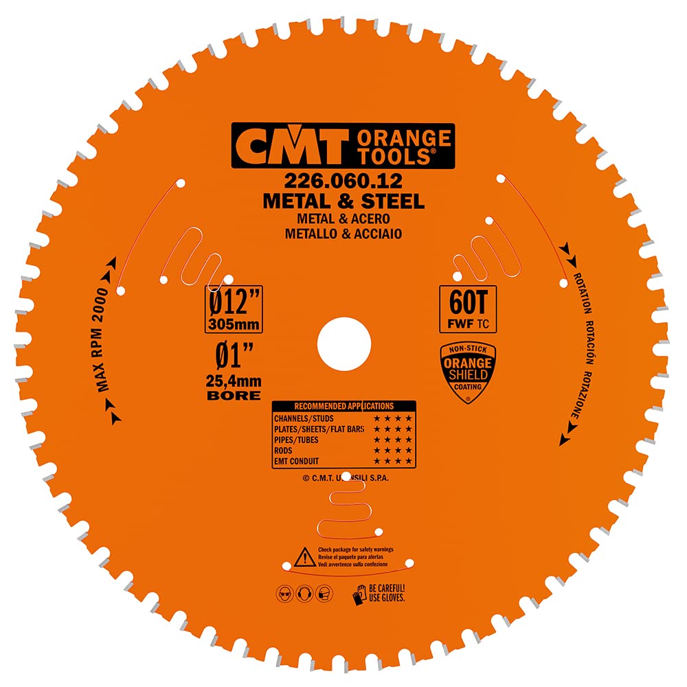 CMT 226.060.12 Industrie Dry Cut Stahl Sägeblatt – 12 Zoll, 60 Zähne, 1 Bohrung