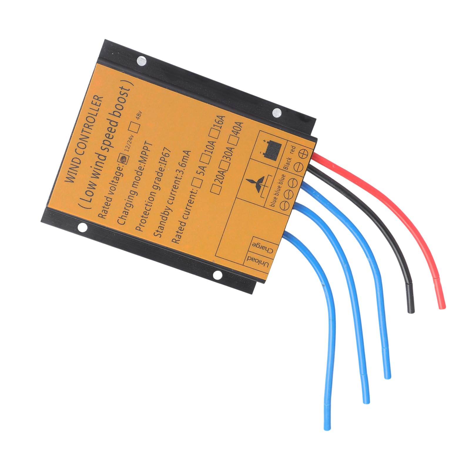 Jazuaiao 300W 1000W Winds Generator Controllers 12V 24V MPPT Technology IP67 Waterproof 16A Current Heat Dissipation Systems Winds Generator Controllers