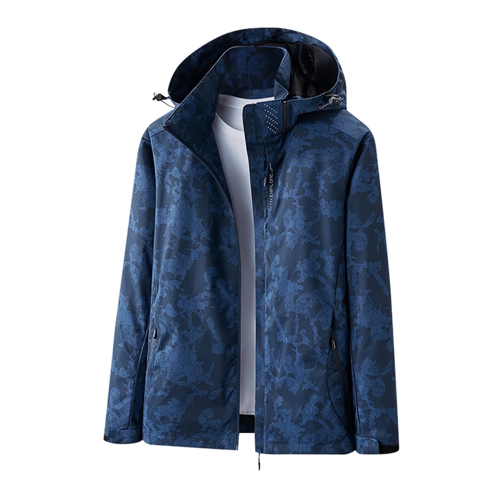 Chubasquero para bicicleta para hombre Anorak para el tiempo libre, impermeable, transpirable, bolsillos y capucha, chaqueta impermeable con funda, ligera, cortavientos, chaqueta para exteriores con