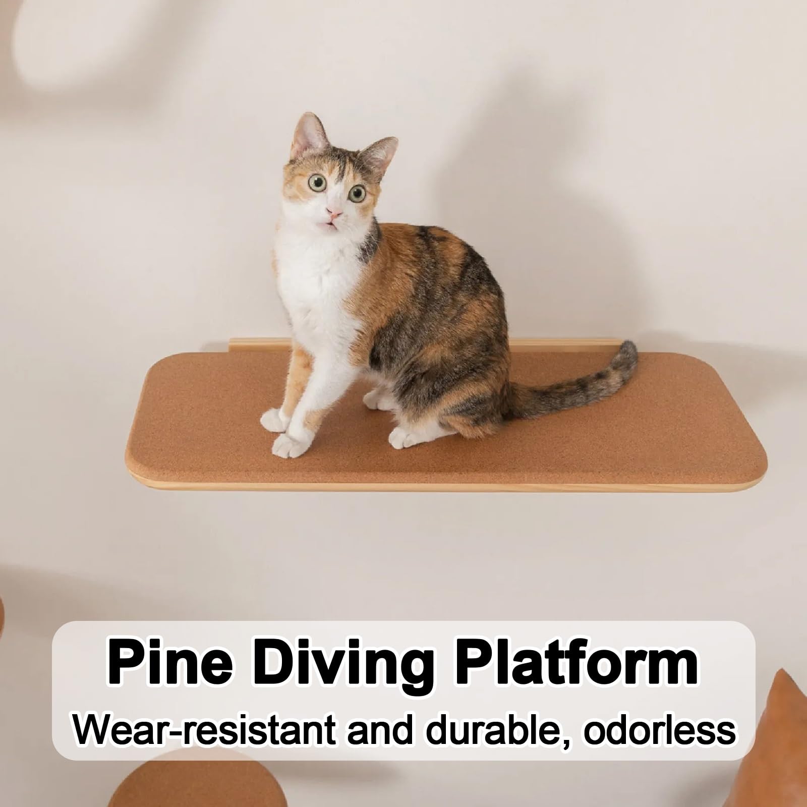 Estantes de Pared para Gatos, Percha de Pared de Madera de Pino de 65 cm, con Capacidad de Peso de 20 Kg para Dormir Y Jugar