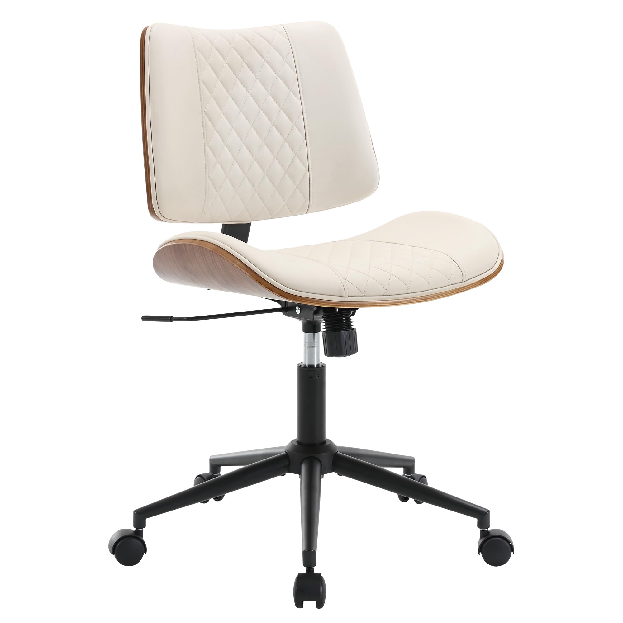 BV Home Office Chair No Arms with Wheels, Armless Small Desk Chair,Task Computer Office Desk Chair for Casual Office Small Space,Study Room,Reading Room(Beige)